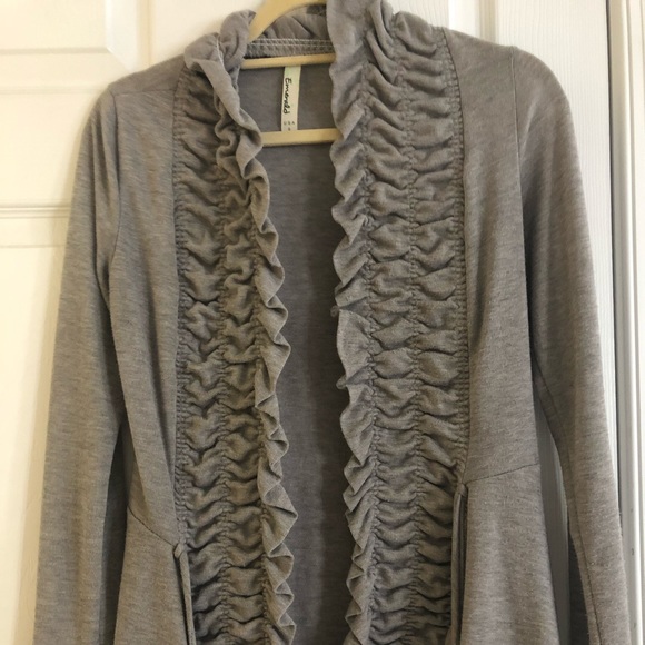 Grey Ruffle Cardigan - Picture 2 of 2